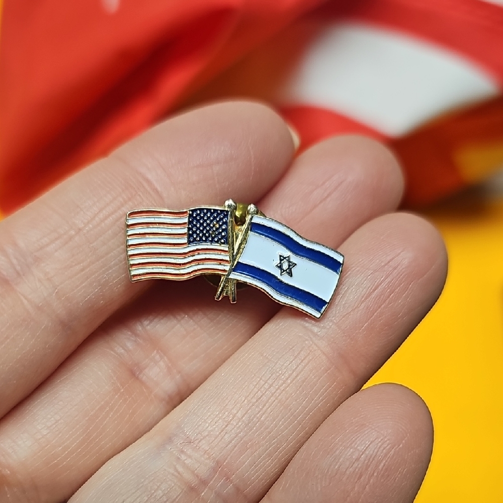 USA & Israel Double Flag Lapel Pin - Red, White & Blue
